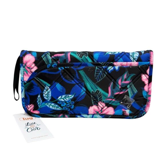 Lug Tango SE Travel RFID Wallet Nylon Quilted Floral Black Blue Pink Green White - Picture 1 of 13